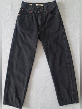 Levi's Dark Black Dad Jeans - Straight Cut Authentic Trademarked Blank Tab